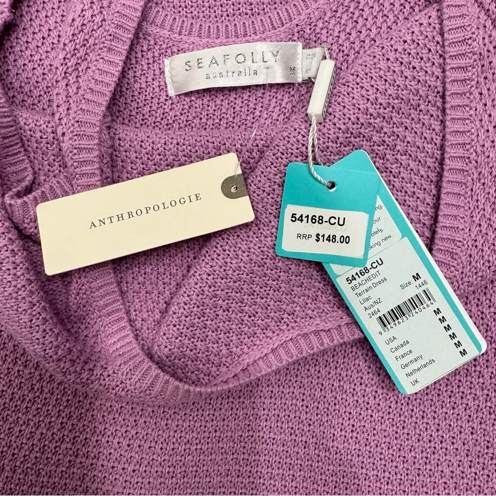 Anthropologie Seafolly Austrailia Lilac Terrain Beach Cover Up Dress M NEW - Picture 6 of 6